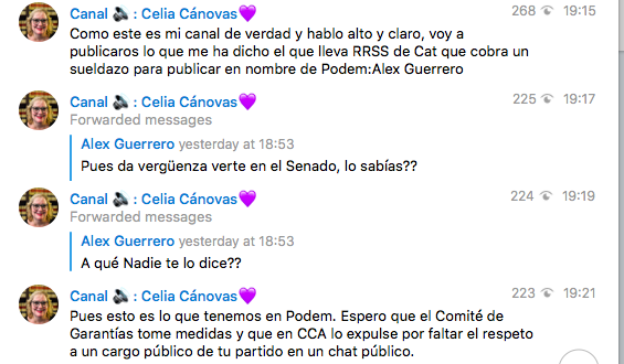 Miembros de Podemos insultan en sus chats internos a una senadora crítica con Iglesias: «¡Da pena verte!»