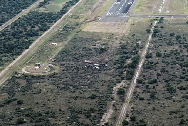 La imagen muestra el avión accidentado en México. Foto: AFP