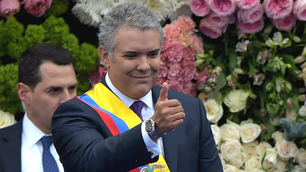 Iván Duque, en su toma de posesión como presidente de Colombia. (AFP)