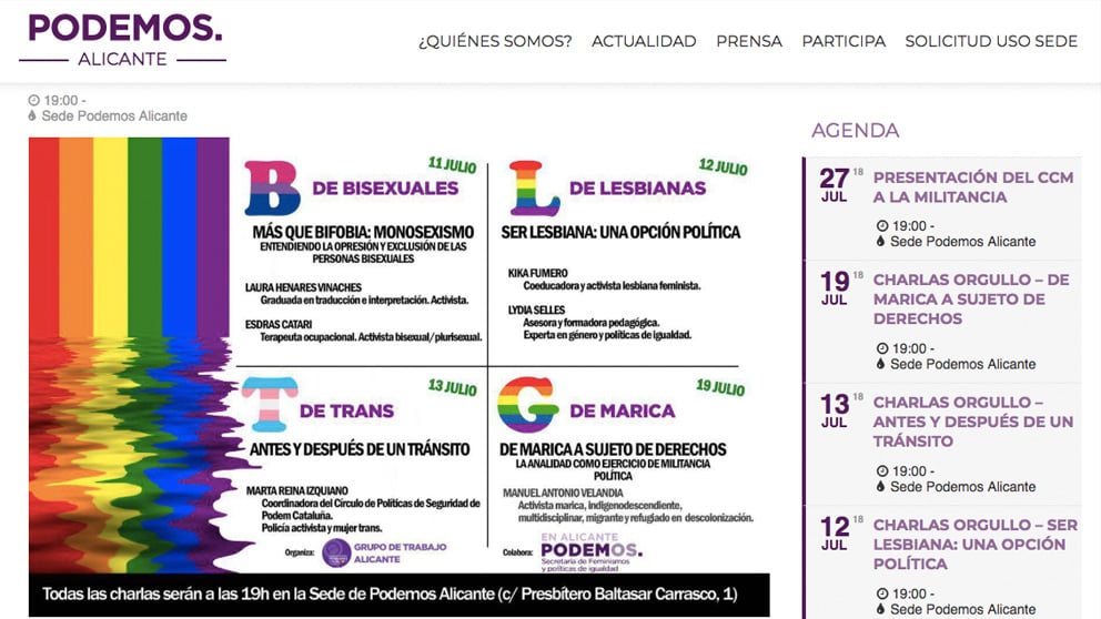 Charlas políticas contenido sexual Podemos