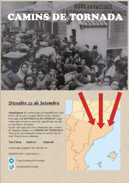 Cartel de los CDR con las tres "marchas republicanas" convocadas para el 22-S.