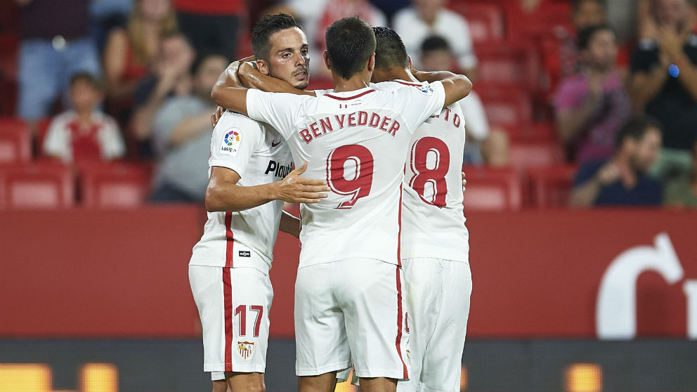 El Sevilla celebra un gol. (Getty)