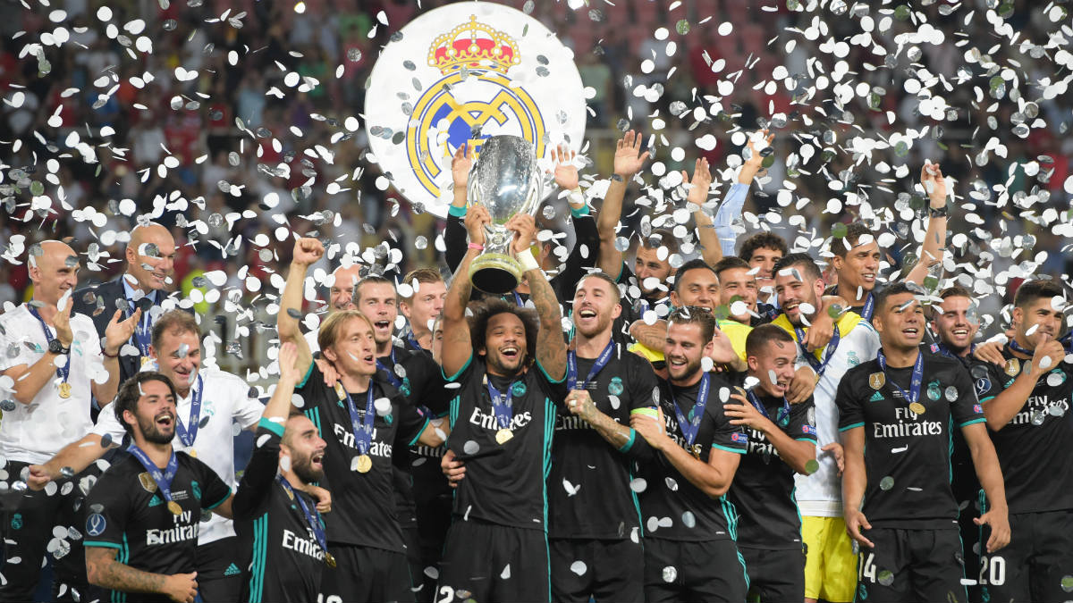 El Real Madrid levantó la pasada campaña la Supercopa de Europa, en Skopje (AFP).