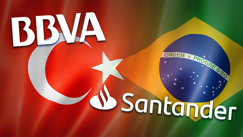 BBVA sufre con Turquía y Santander con Brasil.