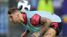 Sergio Ramos, en el entrenamiento previo a la Supercopa. (Getty)
