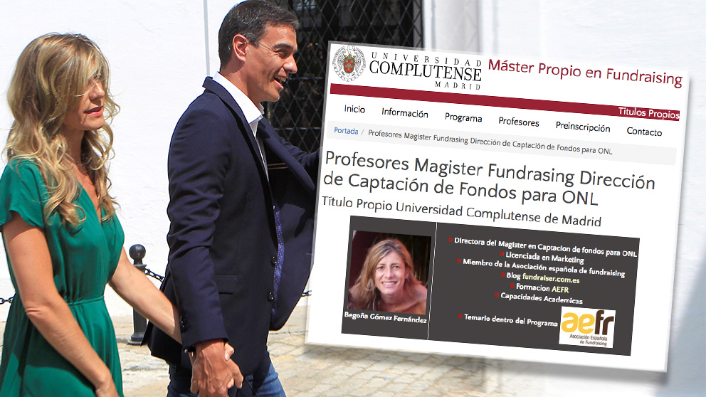 Begoña Gómez decía que era "licenciada" en la web de Máster en Fundraising de la UCM.