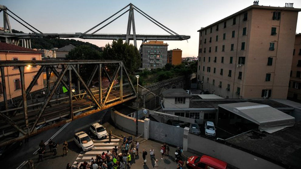 Génova amanece con la tragedia del puente Morandi aun reciente. Foto: AFP