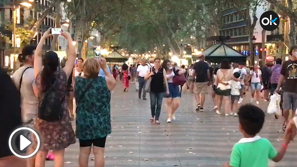Las Ramblas de Barcelona, un año después de los atentados del 17-A.