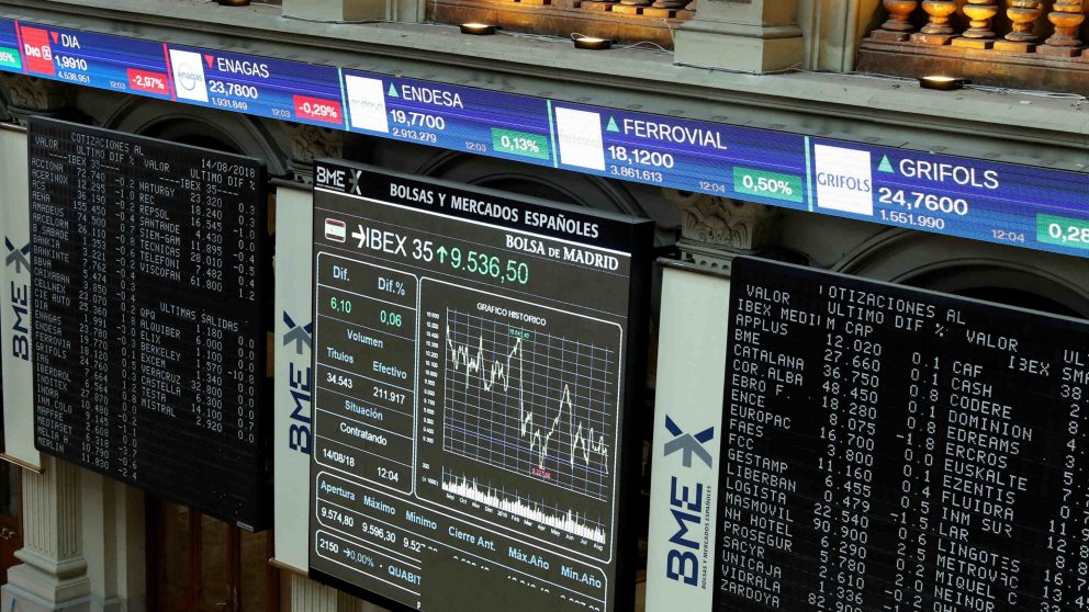 Interior de la Bolsa madrileña.