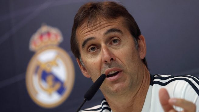 Lopetegui, este sábado en rueda de prensa (EFE).