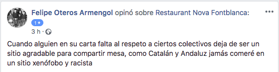 Fríen a críticas al restaurante de Lérida que ofrece «guardia civil andaluz a la brasa»