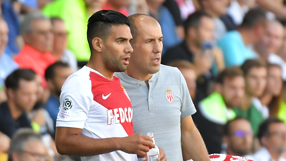 Falcao, con Jardim, entrenador del Mónaco, en una imagen reciente (AFP).