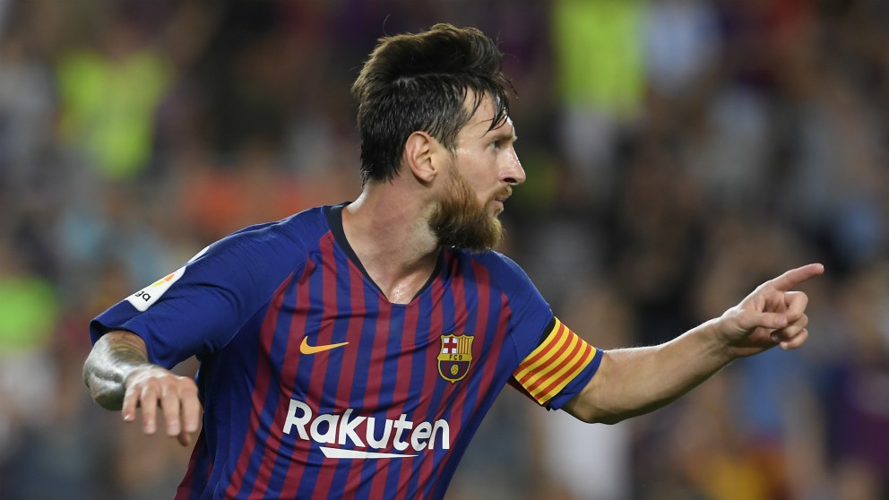 Messi celebra un gol con el Barcelona. (AFP)