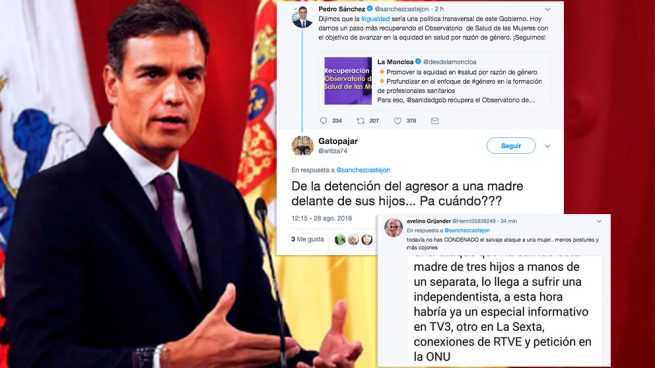 Sánchez tuitea sobre la salud de las mujeres y calla sobre la agresión a una mujer por quitar lazos