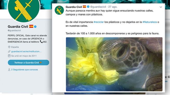 El tuit de la Guardia Civil sobre la contaminación de los plásticos que irrita a los separatistas