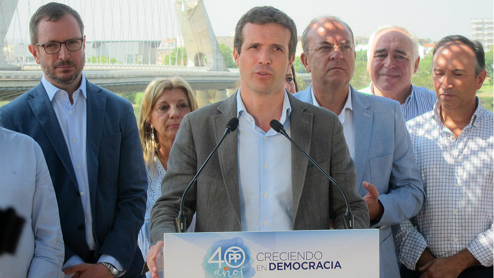 Pablo Casado, presidente del PP, en Mérida. (EP)