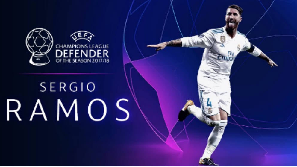 Ramos, premio al mejor defensa de la UEFA 2018.