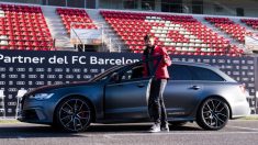 Piqué, en la presentación de los Audi del Barcelona. (Getty)