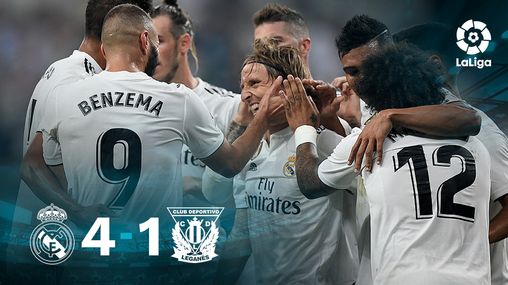 El Real Madrid venció (4-1) al Leganés gracias a los goles de Benzema, Bale y Ramos.