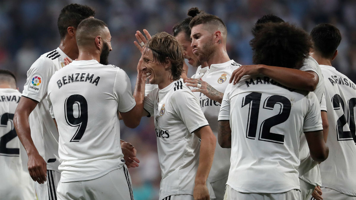 Los jugadores del Madrid celebran un gol (Getty).