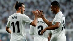 Bale y Casemiro celebran un gol del Real Madrid al Leganés