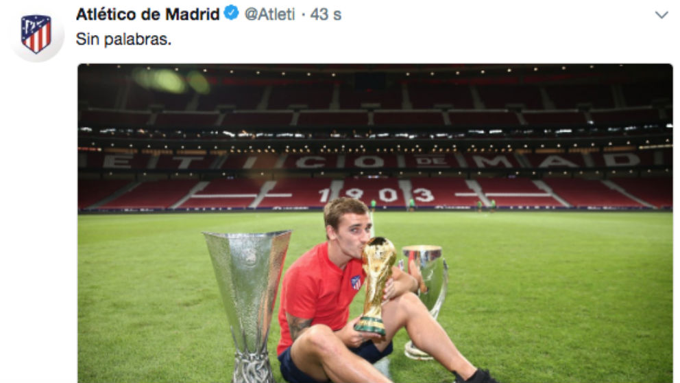 El tuit del Atlético de Madrid contra la FIFA por dejar a Antoine Griezmann fuera del premio The Best.