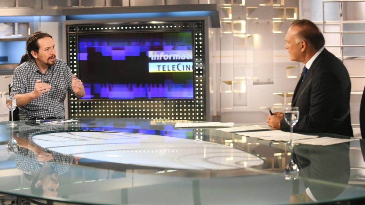 Pablo Iglesias durante la entrevista en Telecinco (RRSS).
