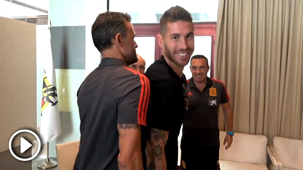 El primer ‘encontronazo’ entre Sergio Ramos y Luis Enrique.