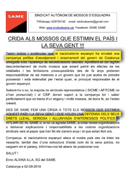 Los mossos independentistas se alían con los CDR para tomar las calles en el aniversario del 1-O