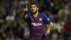 Luis Suárez celebra un tanto el pasado domingo ante el Huesca. (Getty)