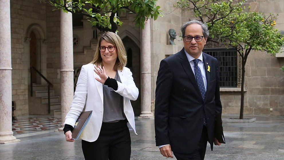 Elsa Artadi y Quim Torra, en el Palau de la Generalitat. (EP)