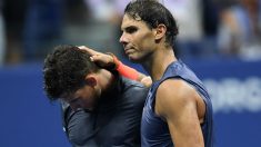 Rafa Nadal y Dominic Thiem tras su partido en el US Open. (AFP)