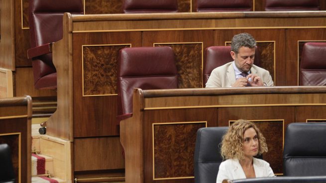 El escaño de Soraya Sáenz de Santamaría vacío en el Congreso de los Diputados. FRANCISCO TOLEDO