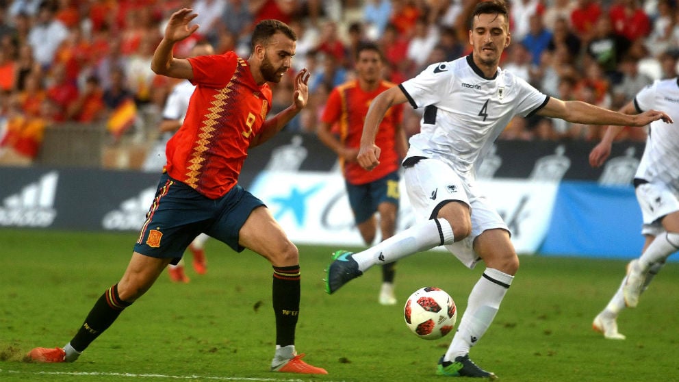 Borja Mayoral durante el España – Albania sub-21. (EFE)