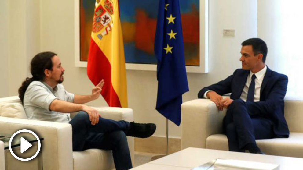 Pedro Sánchez y Pablo Iglesias reunidos este jueves en Moncloa