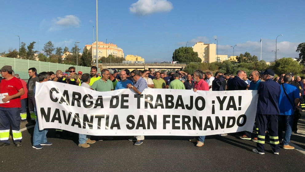 Trabajadores del astillero de Navantia en San Fernando