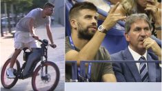 Piqué, con su bicicleta eléctrica y en un torneo de tenis.