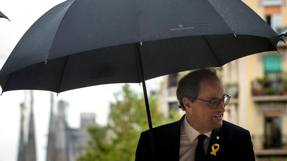 El presidente de la Generalitat, Quim Torra, a su llegada al acto de inauguración del curso 2018-2019 del sistema universitario catalán. Foto: EFE