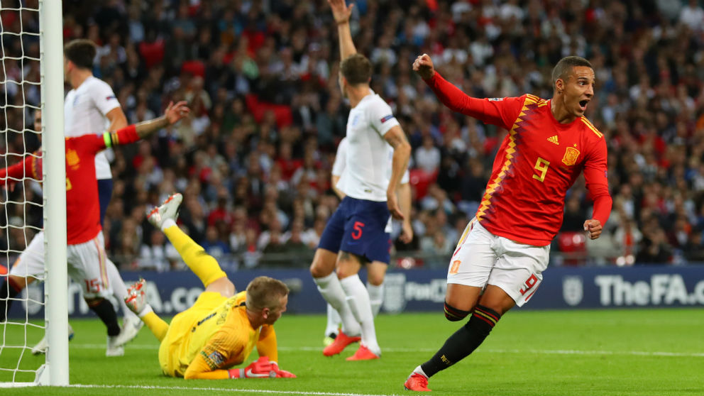 Rodrigo celebra su gol ante Inglaterra. (Getty)