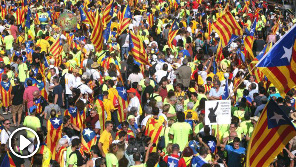 Manifestación separatista convocada por la ANC con motivo de la última Diada de Cataluña (Foto: Efe)