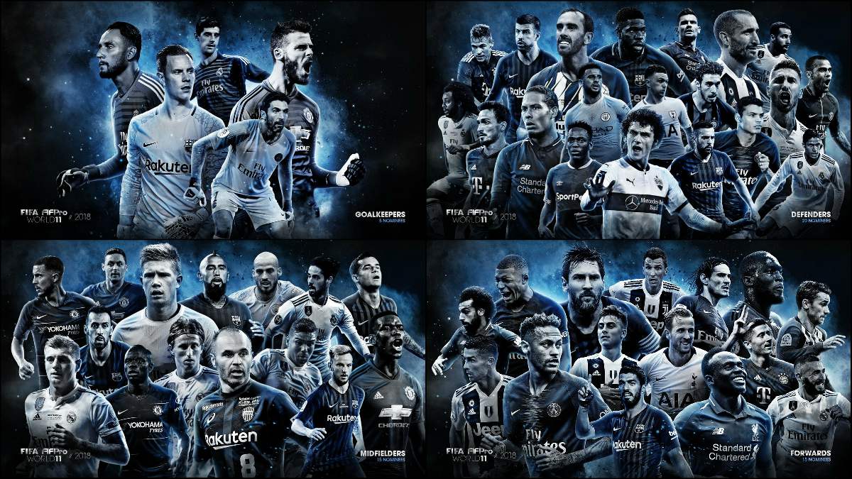Los nominados para entrar en el once ideal del año de la FIFA.