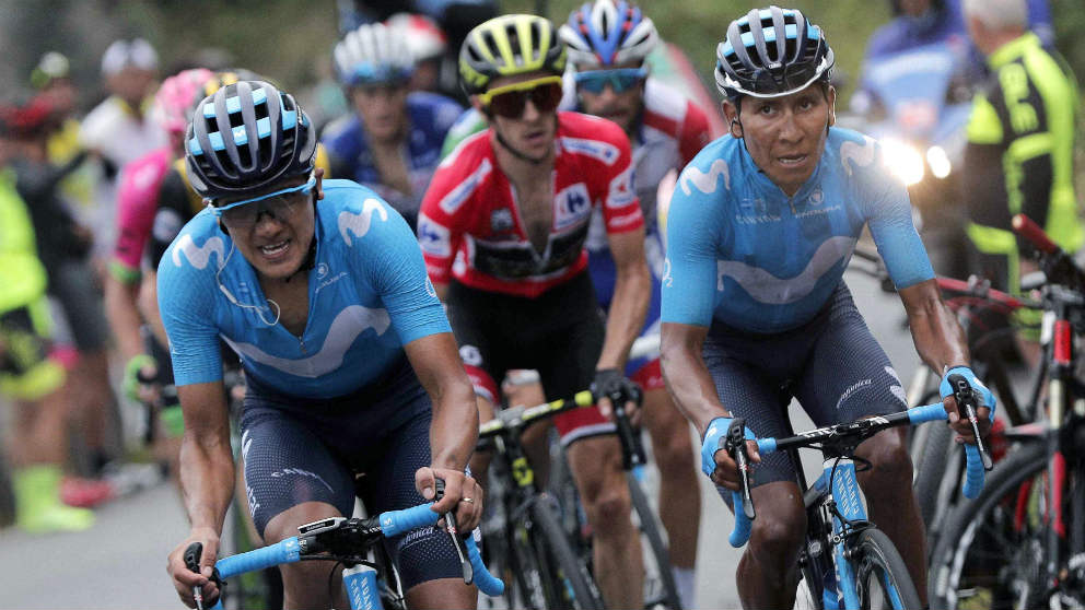 Nairo Quintana, en la etapa de los Lagos de la Vuelta a España. (EFE)