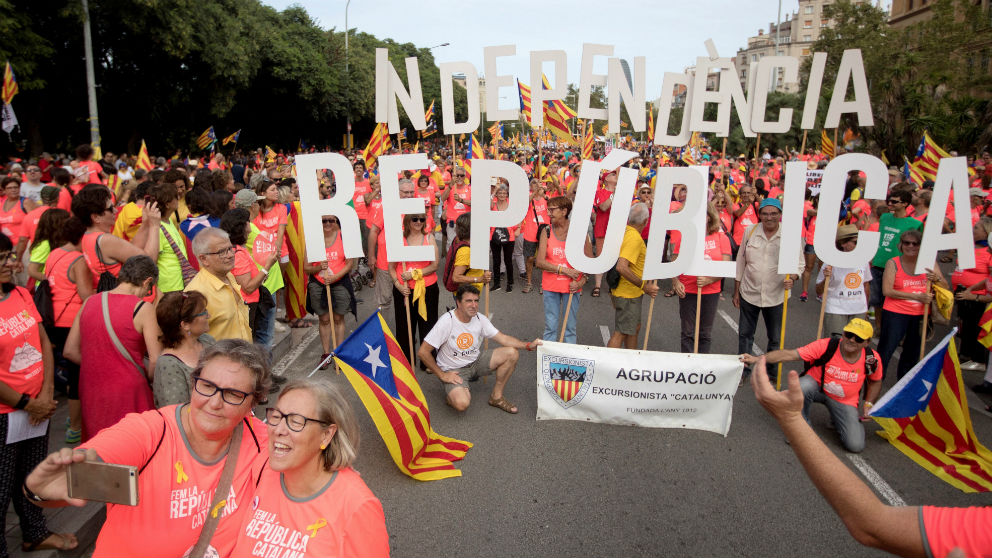 Manifestación independentista convocada por la ANC con motivo de la Diada del 11 de septiembre, que recorrere las calles de Barcelona. EFE/Marta Pérez