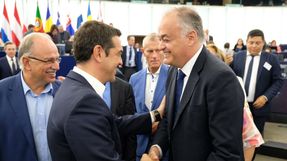 González Pons y Alexis Tsipras en Parlamento Europeo