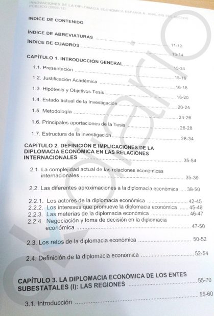 Copia del índice de la tesis doctoral 'oculta' del presidente del Gobierno. (Fuente: OKDIARIO)