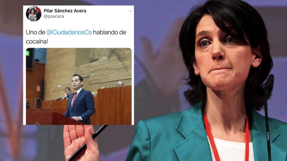Pilar Sánchez Acera y su tuit borrado. (Foto. PSOE-M)
