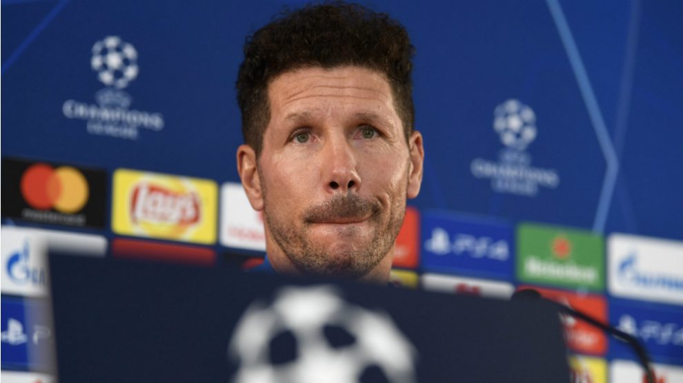 Simeone, en una rueda de prensa reciente. (AFP)
