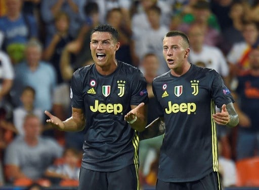 Cristiano Ronaldo fue expulsado en el Valencia – Juventus de la Champions League. (AFP)