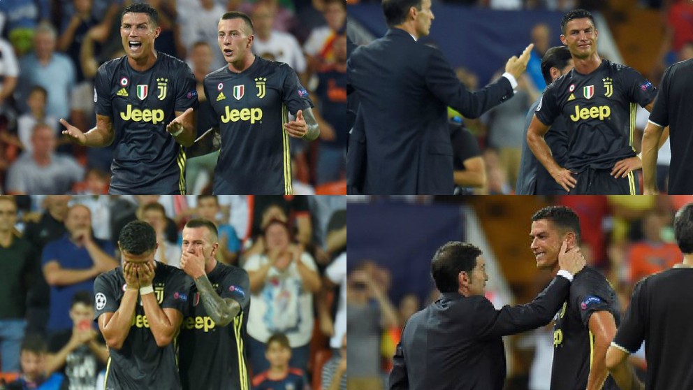 Cristiano Ronaldo fue expulsado durante el Valencia – Juventus de la Champions League.