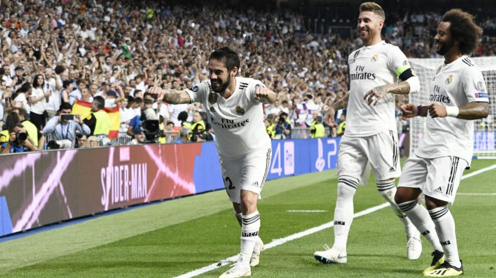 Isco celebra el 1-0 del Real Madrid a la Roma. (AFP)